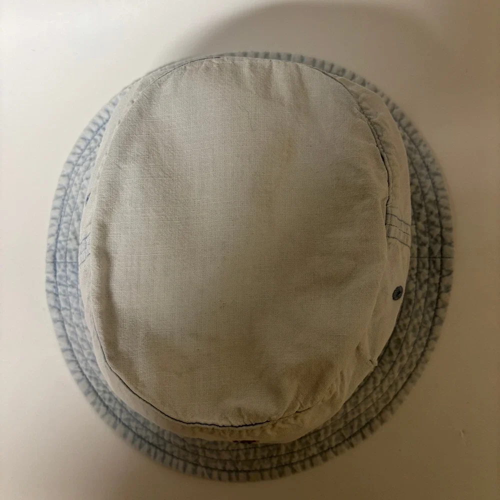 VTG Polo Ralph Lauren Light Blue Linen Blend Pony Logo Bucket Hat XS 6 5/8 Prep